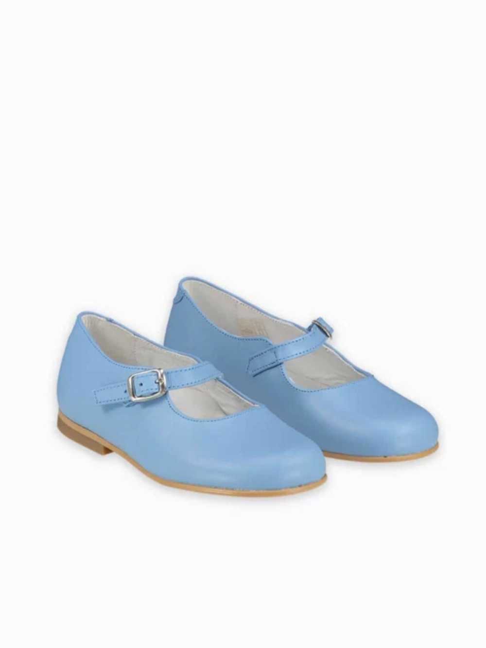 La Coqueta Kids Girls Leather Mary Jane Shoes, Dusty Blue, 35 EU